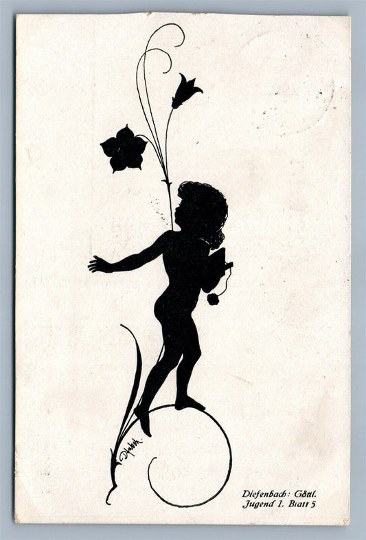 GERMAN SILHOUETTE ANTIQUE POSTCARD