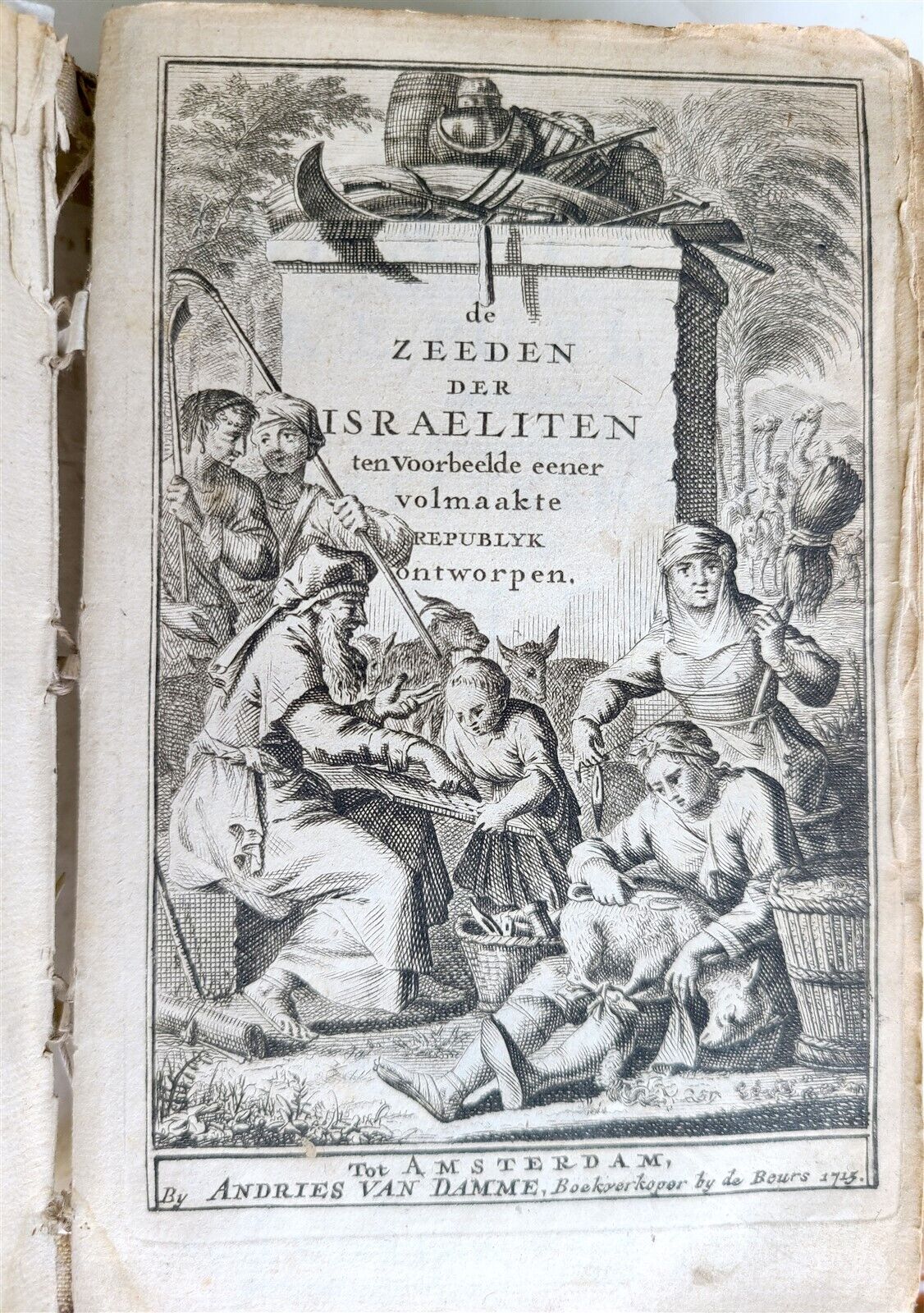 1715 HEBREW REPUBLIC in DUTCH antique ILLUSTRATED Judaica VELLUM BINDING