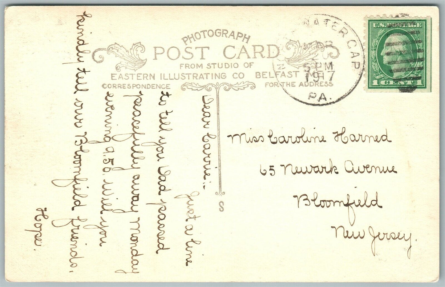 NORTH WATER GAP PA FAIR HILL FARM 1917 ANTIQUE REAL PHOTO POSTCARD RPPC