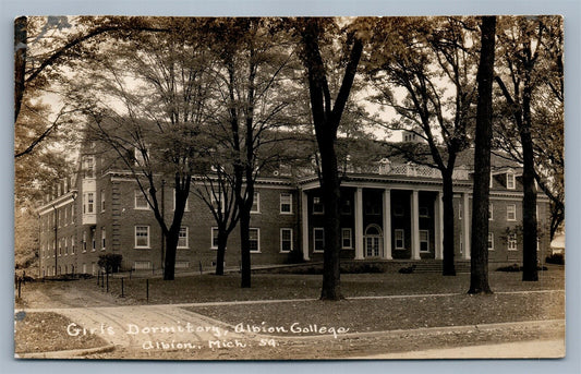 ALBION MI COLLEGE GIRLS DORMITORY ANTIQUE REAL PHOTO POSTCARD RPPC