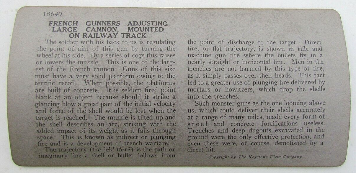 LARGE FRENCH RAILWAY CANNON ANTIQUE WWI STEREOVIEW PHOTO