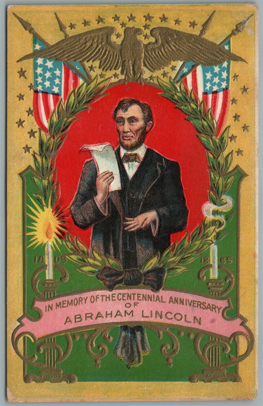IN MEMORY of ABRAHAM LINCOLN ANTIQUE POSTCARD