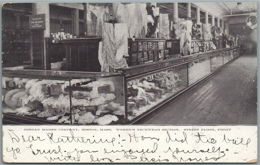 BOSTON MA JORDAN MARSH COMPANY WOMEN'S NECKWEAR SECTION ANTIQUE POSTCARD