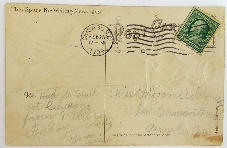 STATE OF ILLINOIS ANTIQUE POSTCARD by LANGSDORF & CO TRAIN railroad railway
