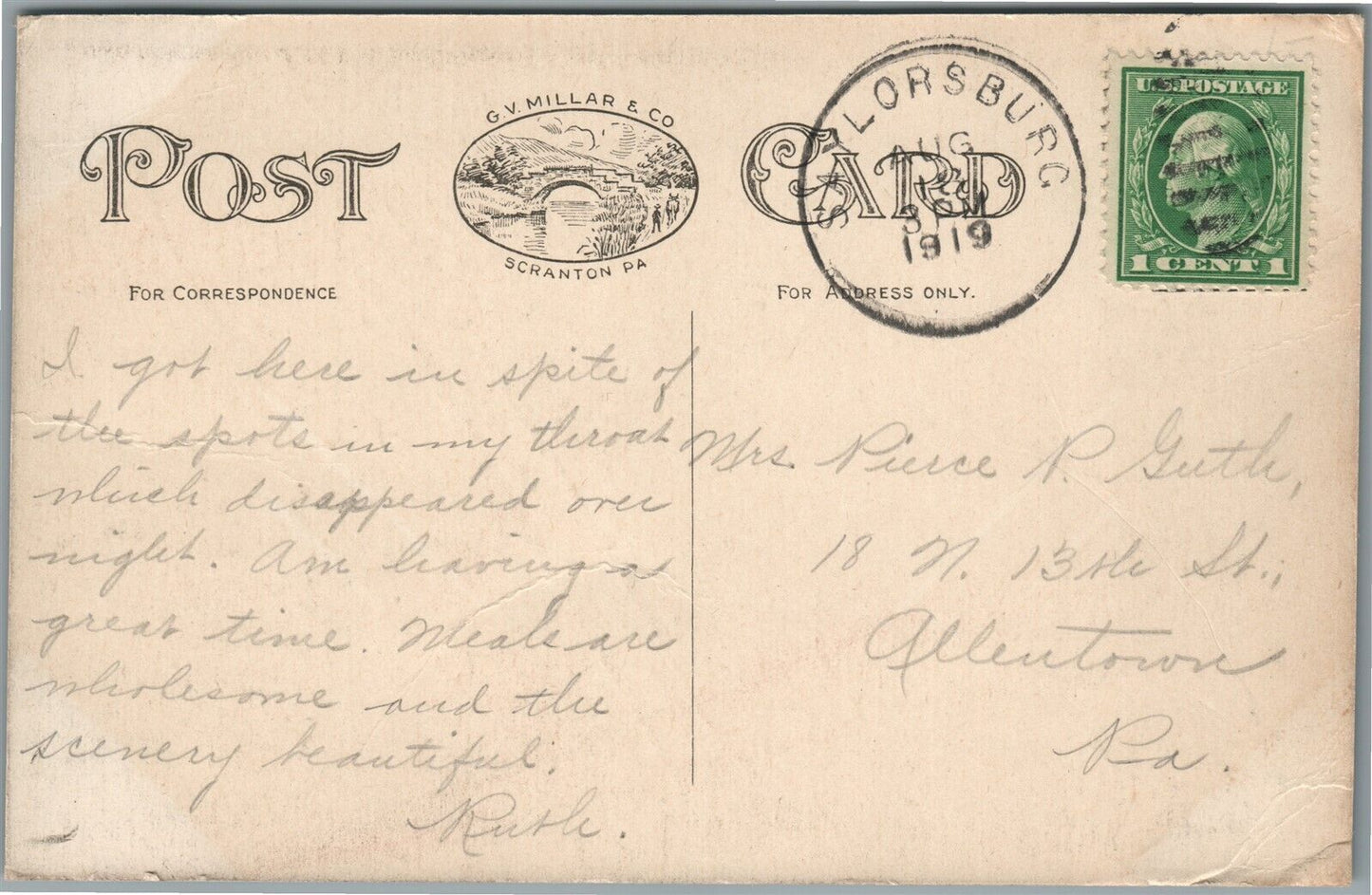 SAYLORSBURG PA SAYLORS LAKE ANTIQUE POSTCARD