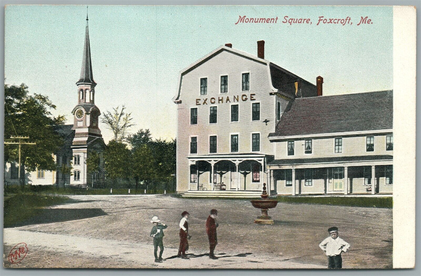 FOXCROFT ME MONUMENT SQUARE ANTIQUE POSTCARD
