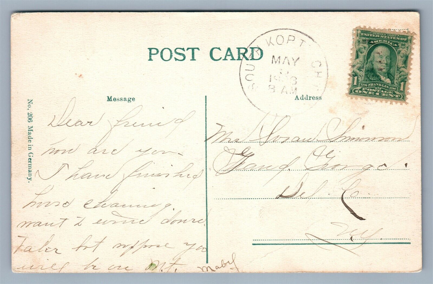 SOUTH KORTRIGHT NY McLEAN BRIDGE ANTIQUE POSTCARD