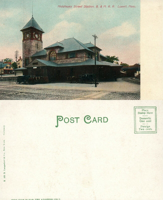 LOWELL MA MIDDLESEX RAILWAY STATION UNDIVIDED ANTIQUE POSTCARD RAILROAD DEPOT