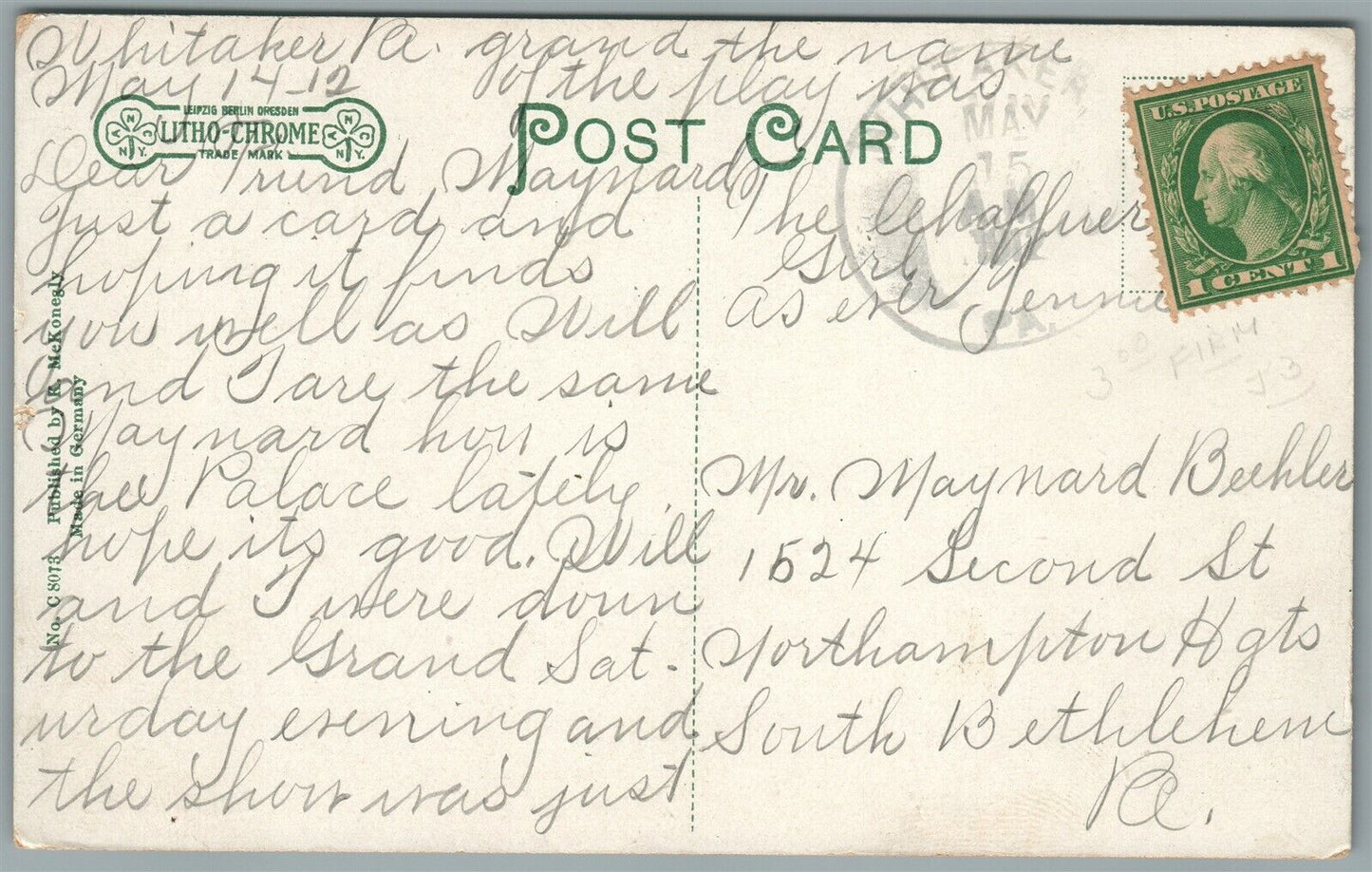 HOMESTEAD PA EIGHTH AVENUE ANTIQUE POSTCARD