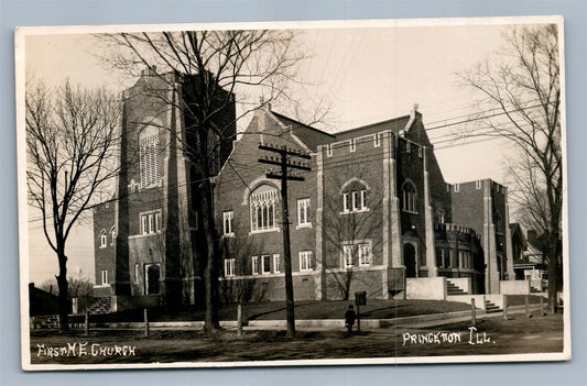 PRINCETON IL FIRST ME CHURCH ANTIQUE REAL PHOTO POSTCARD RPPC