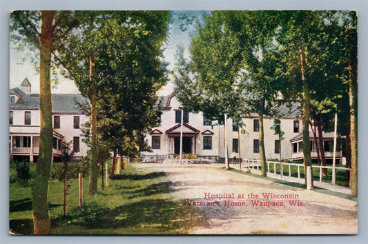 WAUPACA WI HOSPITAL AT WISCONSIN VETERAN'S HOME 1914 ANTIQUE POSTCARD