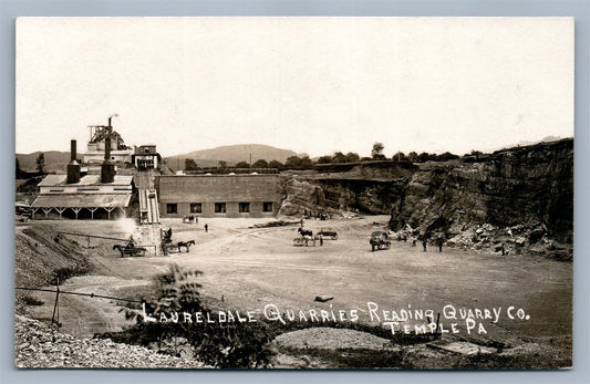 TEMPLE PA LAURELDALE QUARRIES READING QUARRY CO ANTIQUE REAL PHOTO POSTCARD RPPC