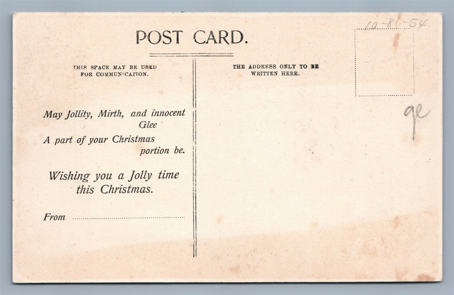 GIRL on TOY HORSE w/ DOLLS DECORATED CHRISTMAS TREE ANTIQUE POSTCARD