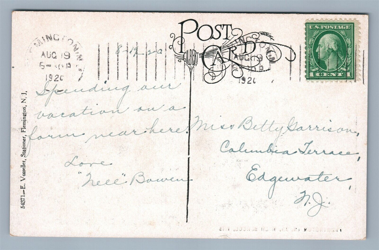 FLEMINGTON NJ HIGH SCHOOL ANTIQUE POSTCARD