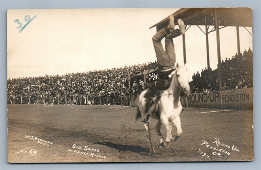 PENDLETON OR RODEO SID SEALS FANCY RIDING ANTIQUE REAL PHOTO POSTCARD RPPC
