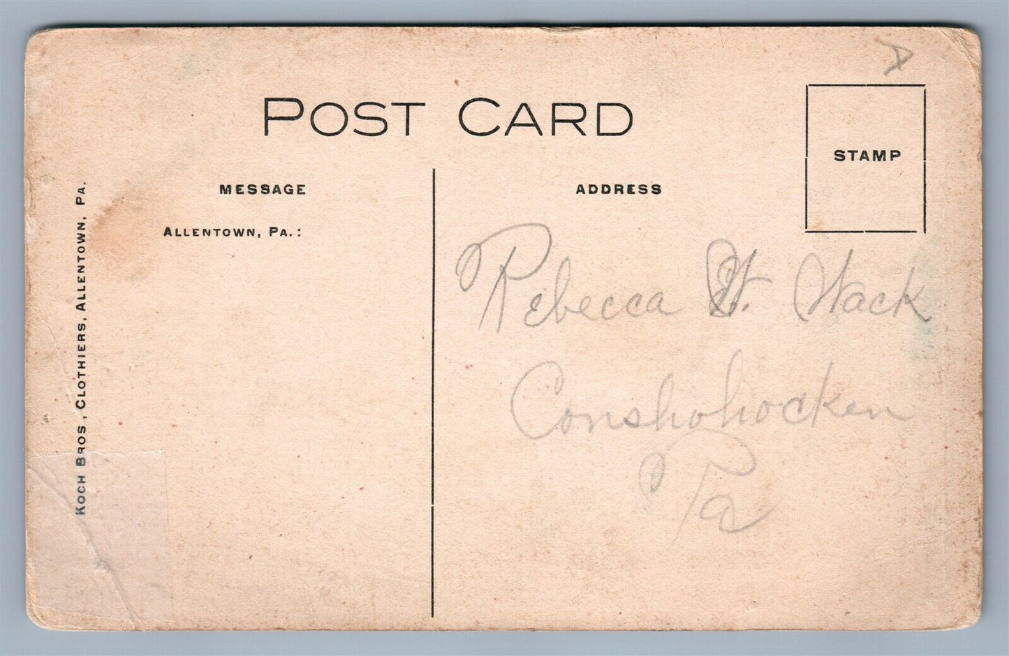 ALLENTOWN PA KOCH BROTHERS STORE CHILDRENS SECTION ANTIQUE POSTCARD