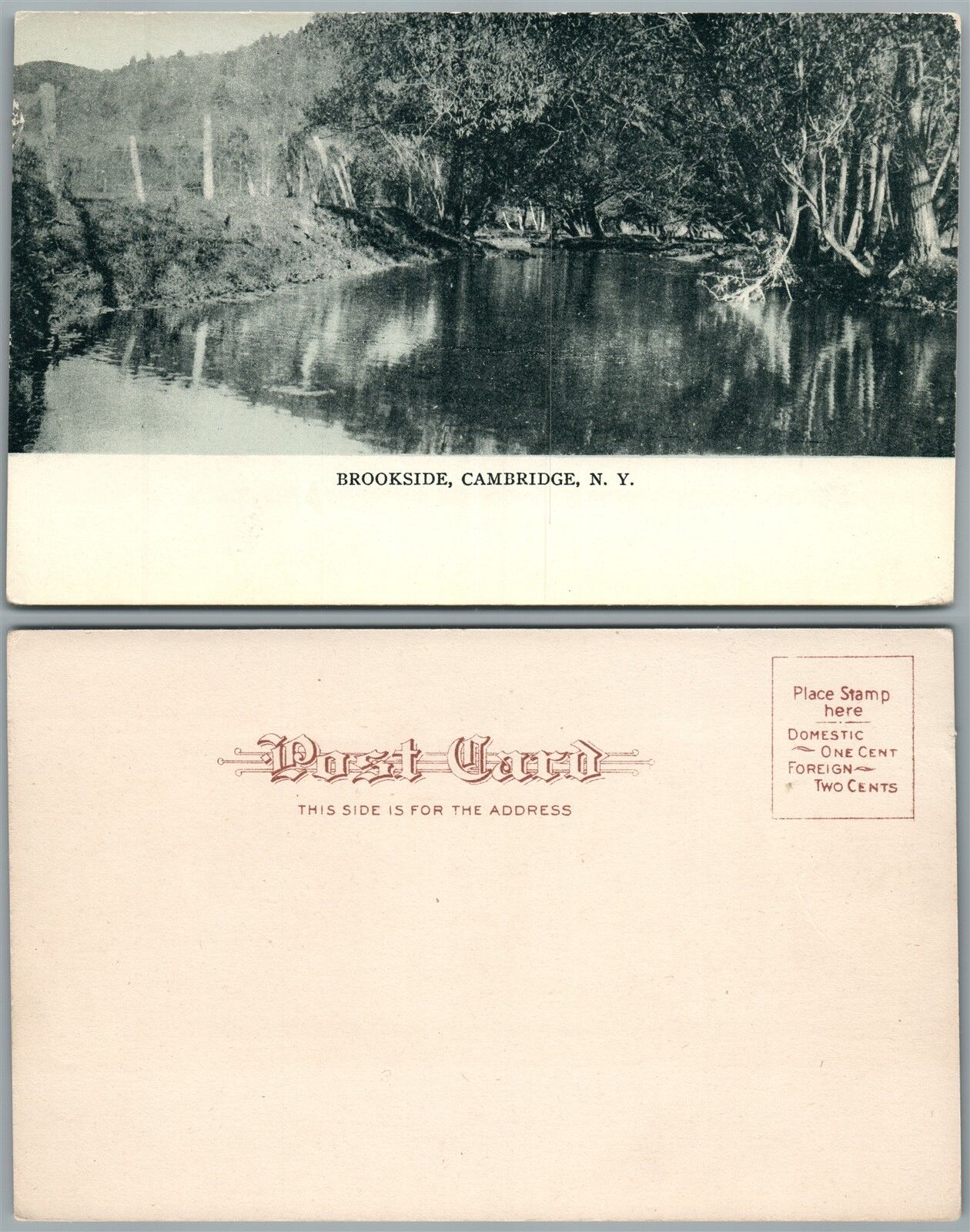 CAMBRIDGE N.Y. BROOKSIDE UNDIVIDED ANTIQUE POSTCARD