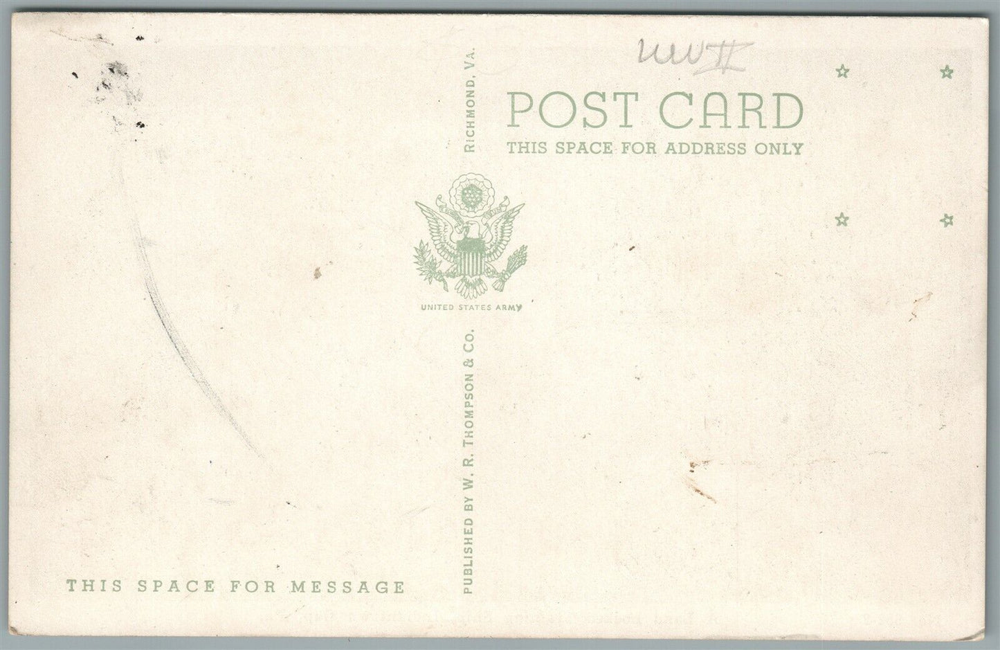 INDIANTOWN GAP PA LAND LOCKED SHIP TRUCK & CANNON HAULING VINTAGE POSTCARD