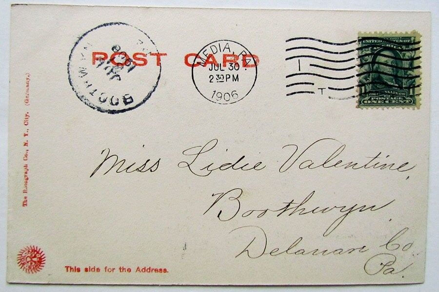 1906 VINTAGE POSTCARD BROOMALL'S LAKE MEDIA PA