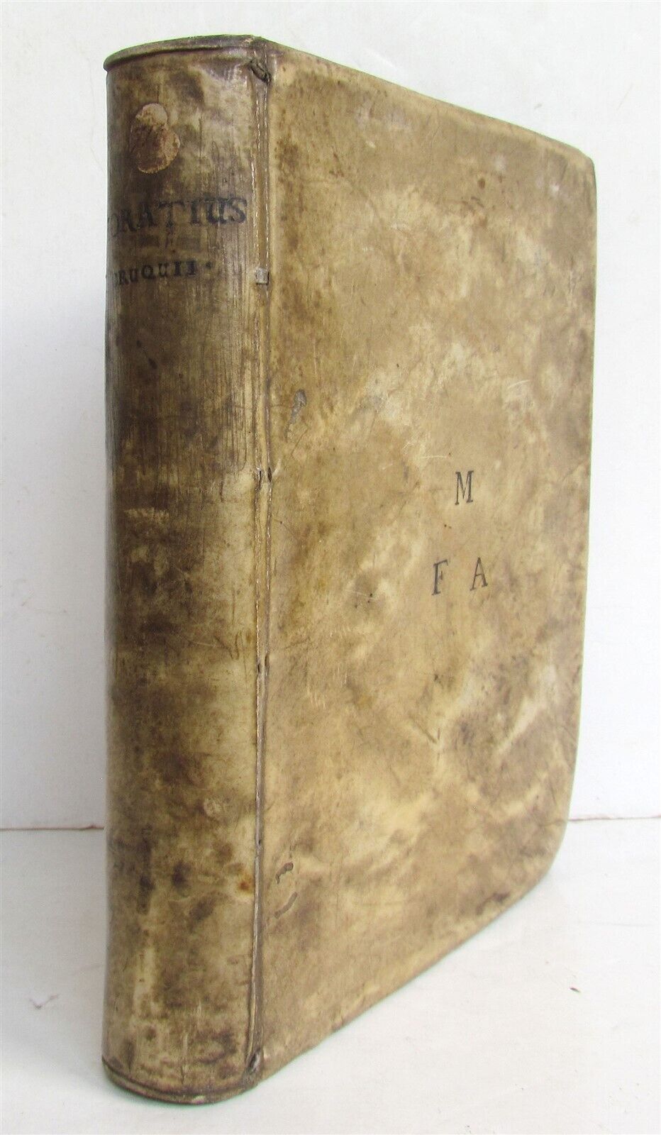 1579 HORACE POETRY PLANTIN EDITION antique in LATIN VELLUM BOUND 16th CENTURY