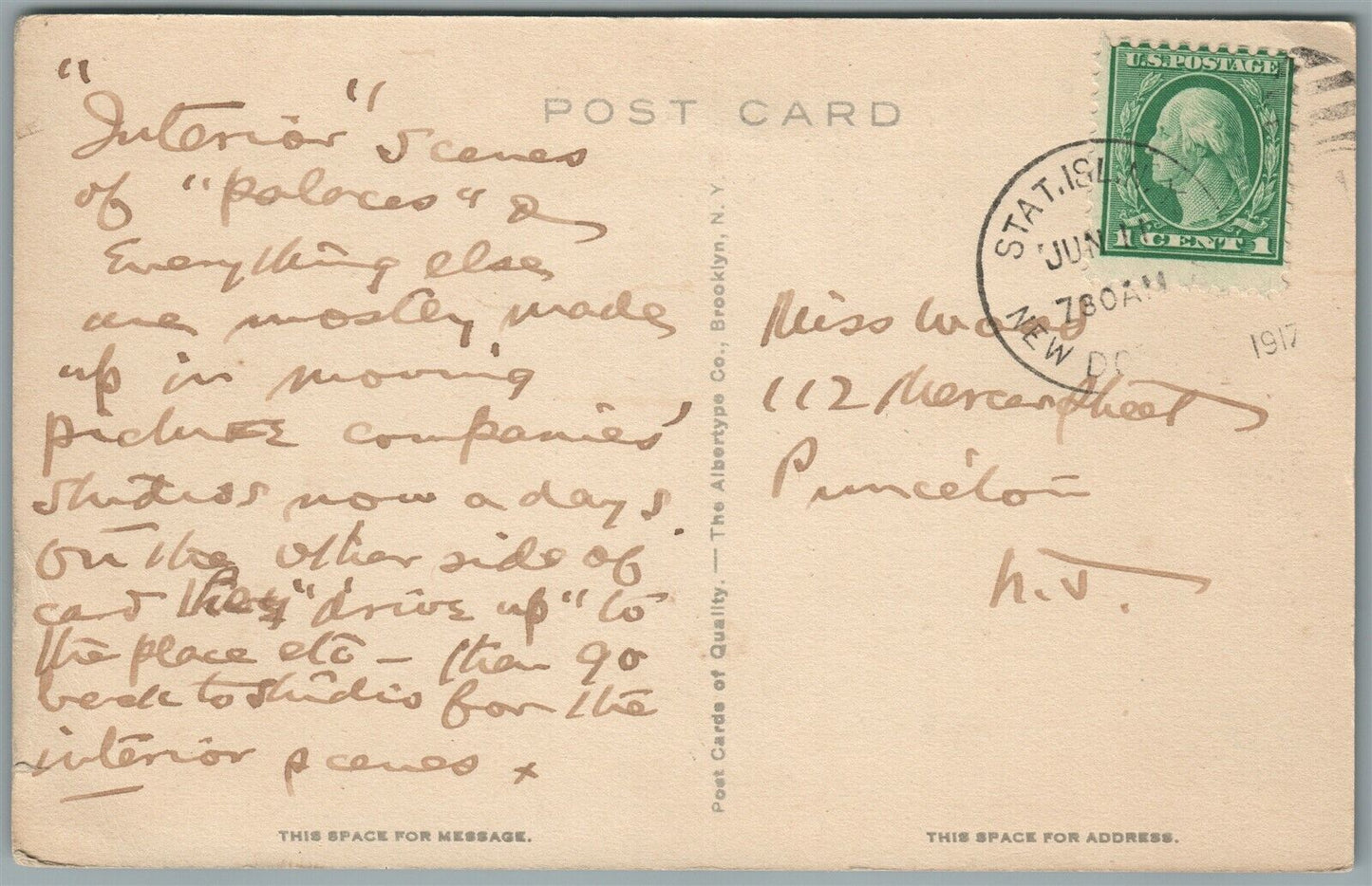 STATEN ISLAND NY MORAVIAN CEMETERY NEW DORP ANTIQUE POSTCARD