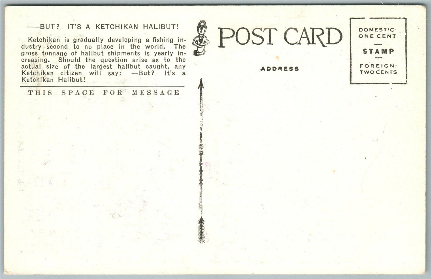 KETCHIKAN AK HALIBUT VINTAGE POSTCARD FISHING INDUSTRY