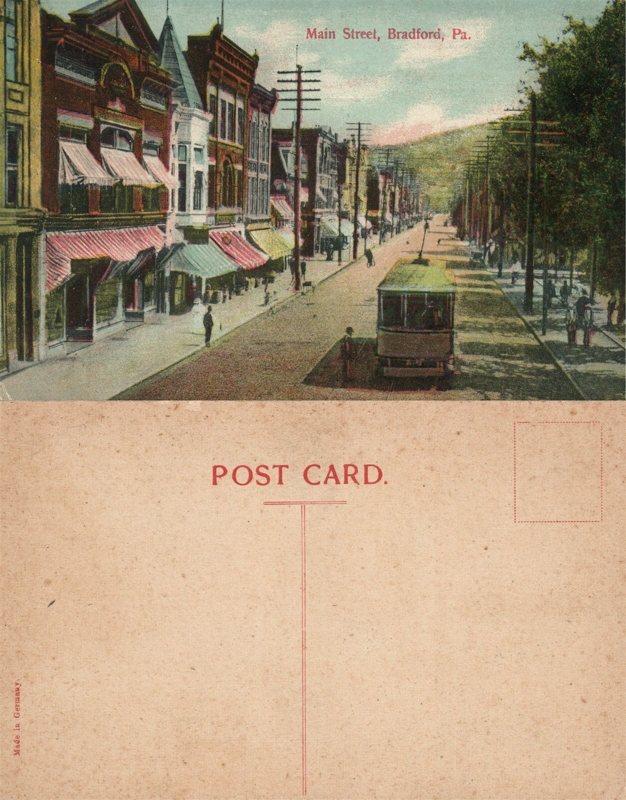 BRADFORD PA MAIN STREET ANTIQUE POSTCARD