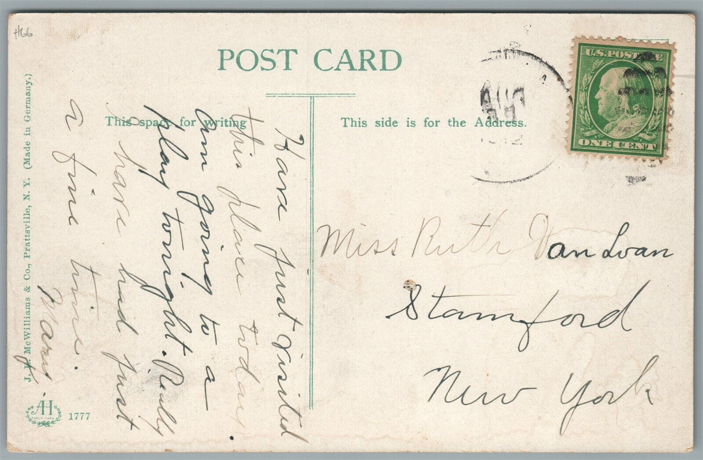 PRATTSVILLE NY BIRDS EYE VIEW ANTIQUE POSTCARD