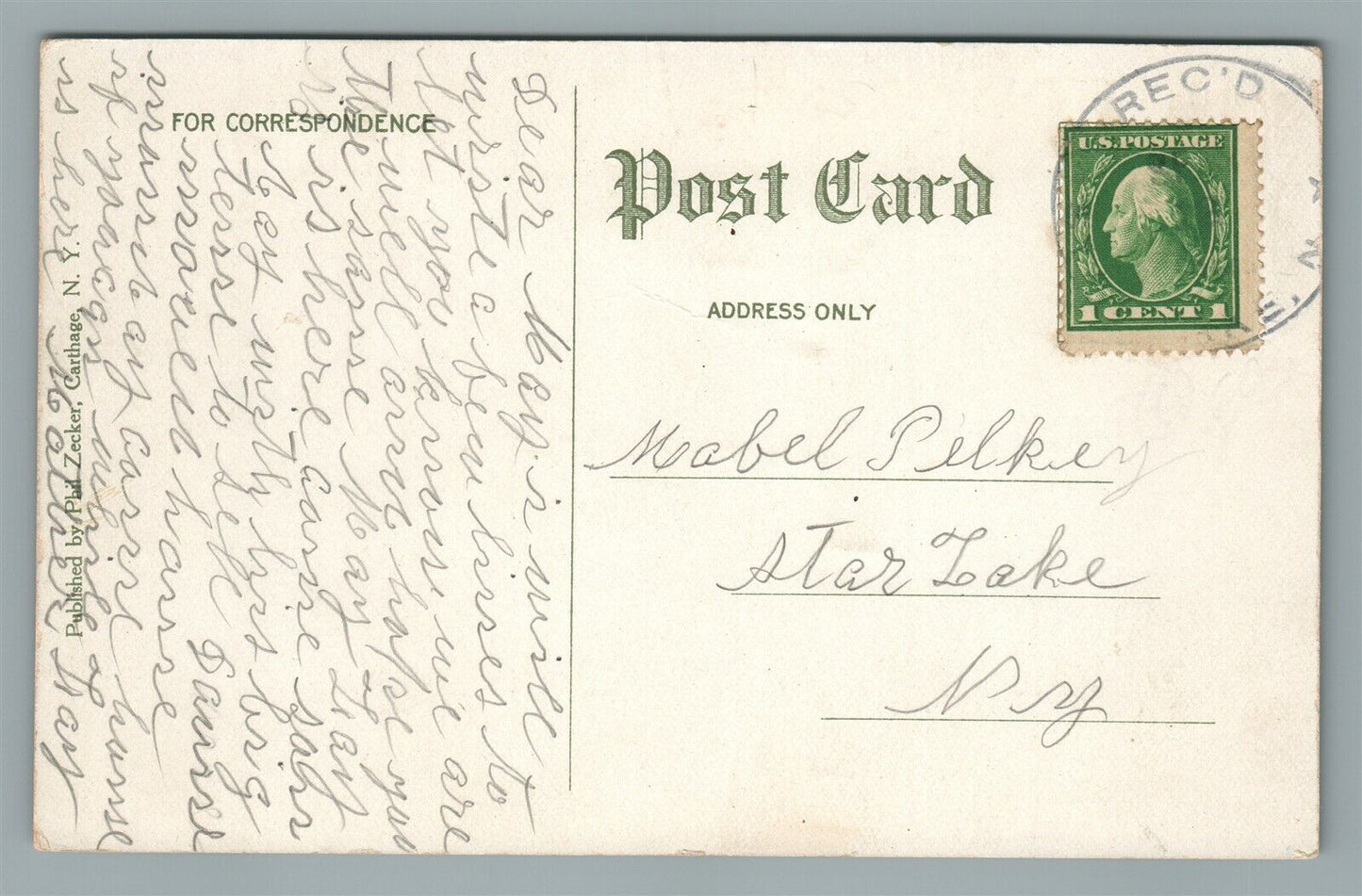 CARTHAGE NY SOLDIERS MONUMENT ANTIQUE POSTCARD