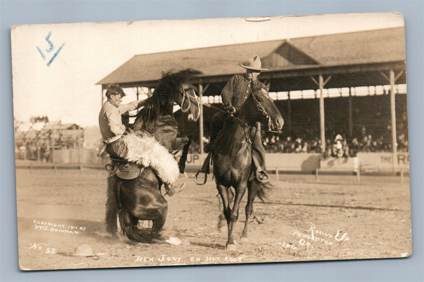 PENDLETON OR ROUND UP BEN JORY on HOT FOOT ANTIQUE REAL PHOTO POSTCARD RPPC