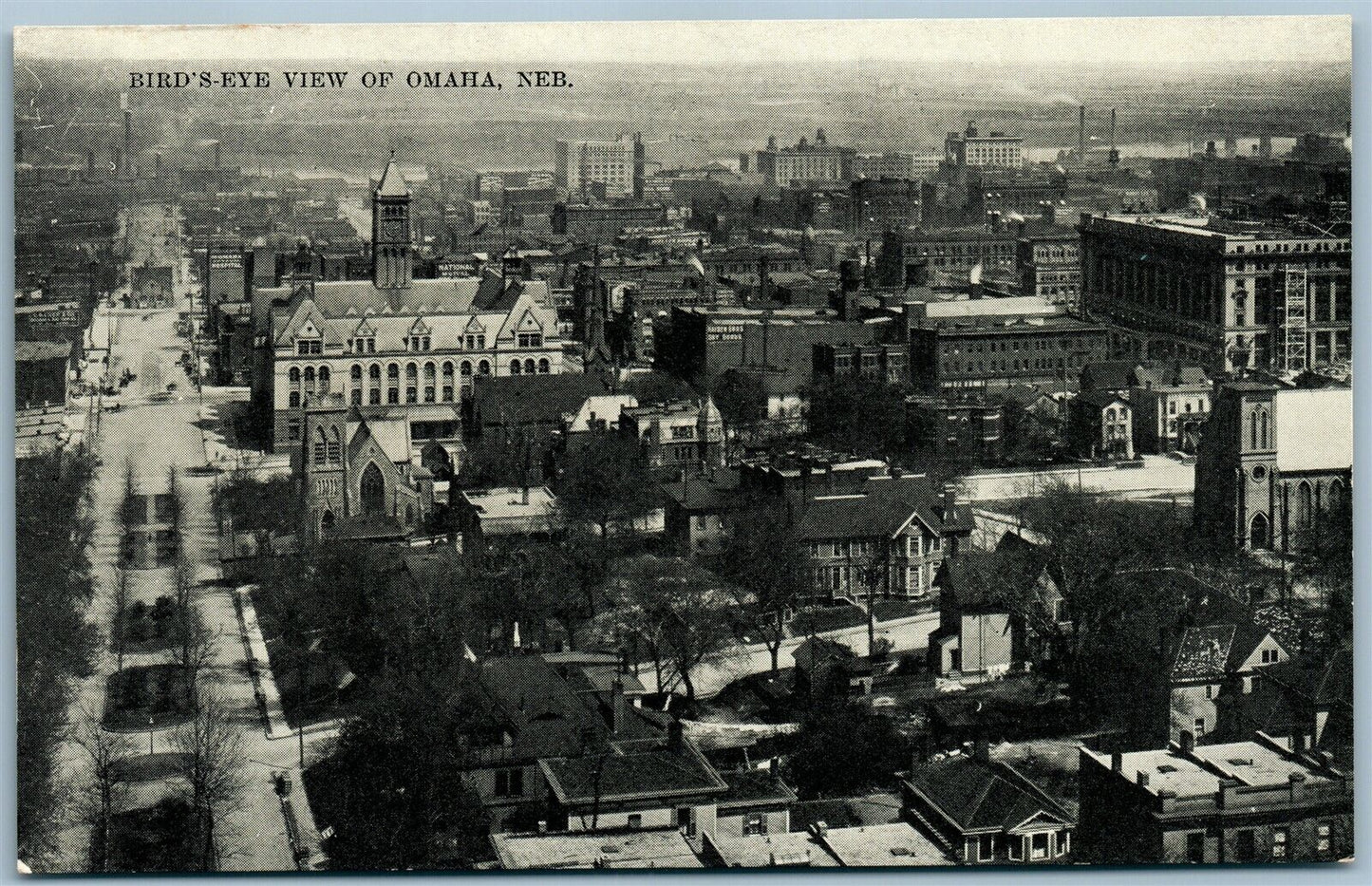 OMAHA NE NIRDS EYE VIEW ANTIQUE POSTCARD