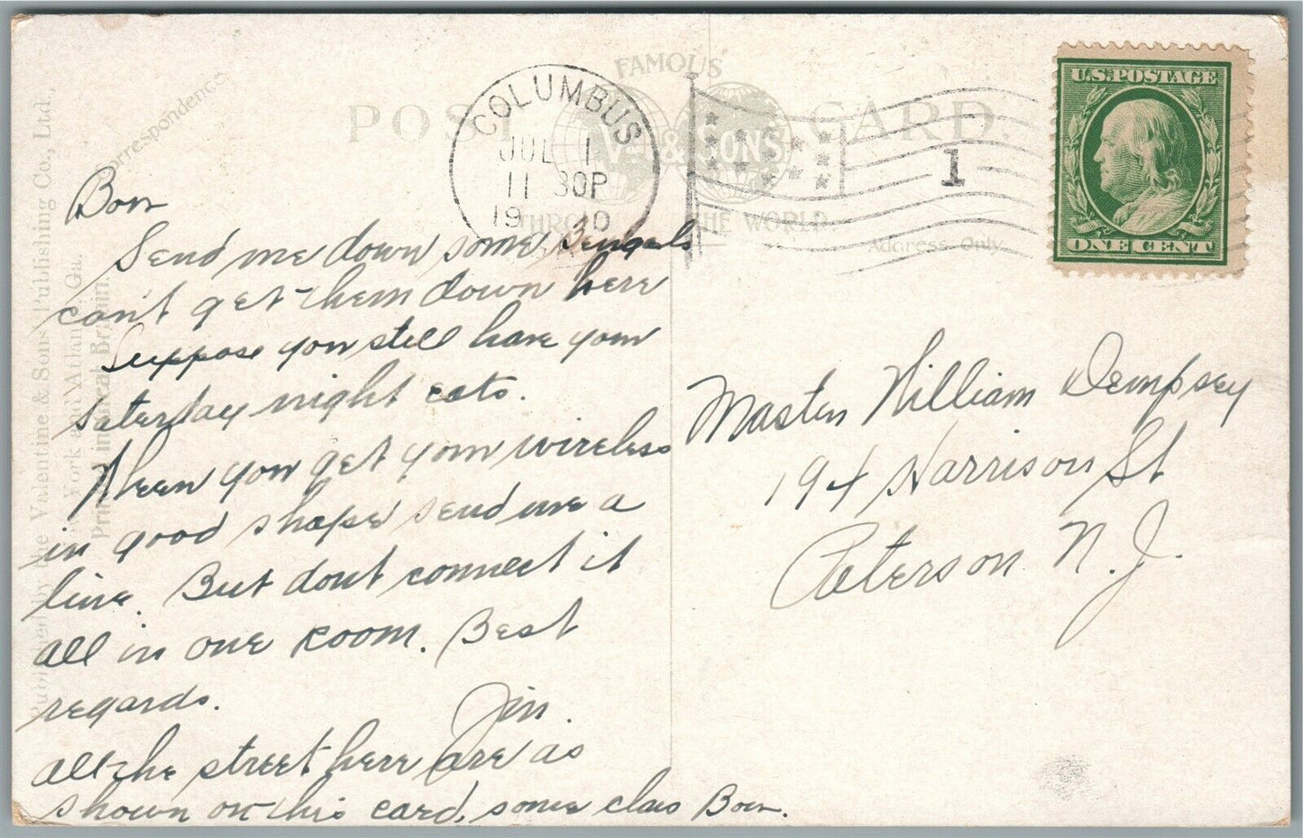 COLUMBUS GA SECOND AVENUE ANTIQUE POSTCARD