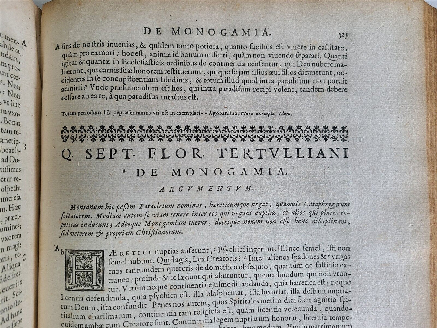 1664 OPERA AD VETUSTISSIMORUM EXEMPLARIUM FIDEM by TERTULLIAN Folio antique