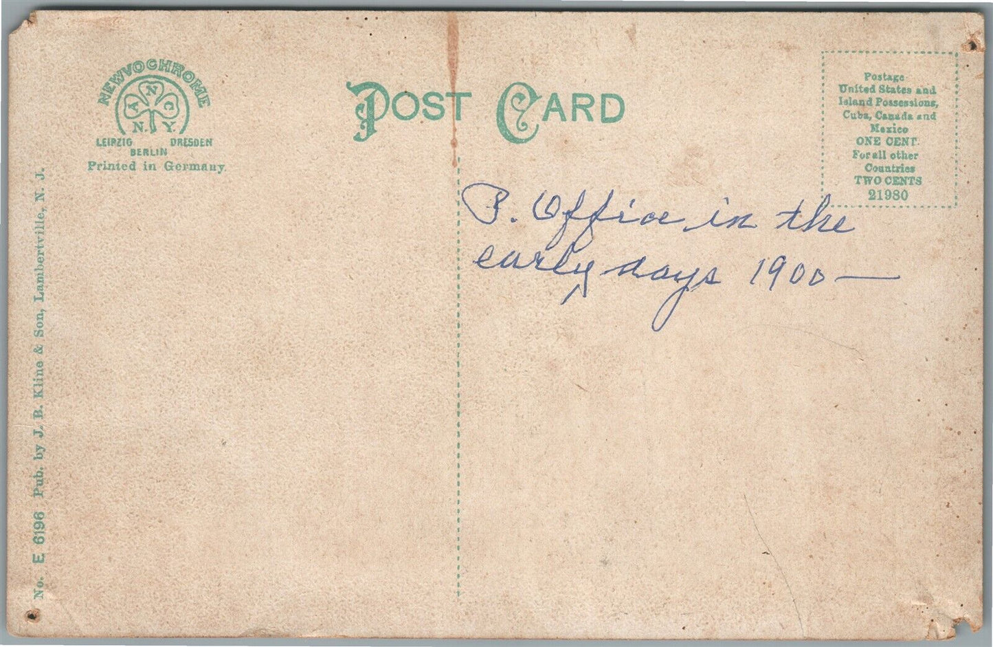 STOCKTON NJ POST OFFICE ANTIQUE POSTCARD