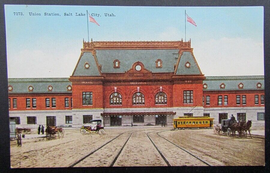 VINTAGE POSTCARD - UNION STATION SALT LAKE CITY UTAH train railway railroad