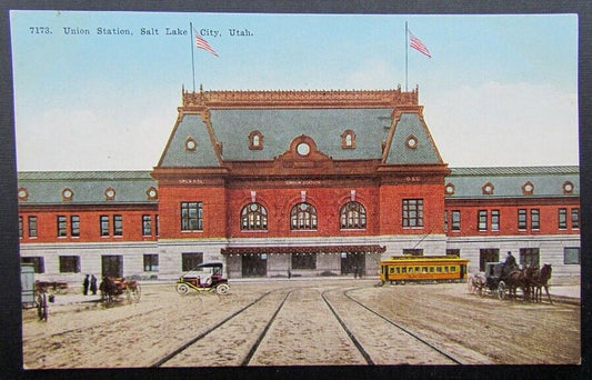 VINTAGE POSTCARD - UNION STATION SALT LAKE CITY UTAH train railway railroad