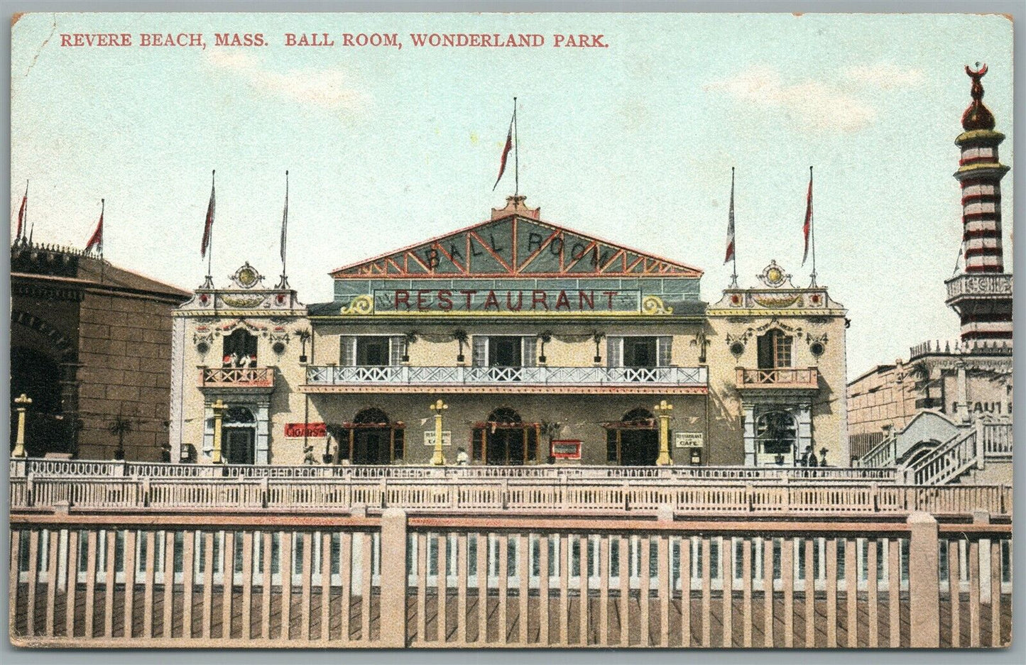 REVERE BEACH MA WONDERLAND PARK ANTIQUE POSTCARD