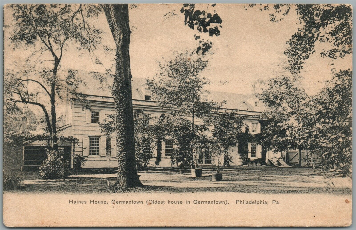 PHILADELPHIA PA HAINES HOUSE GERMANTOAN ANTIQUE POSTCARD