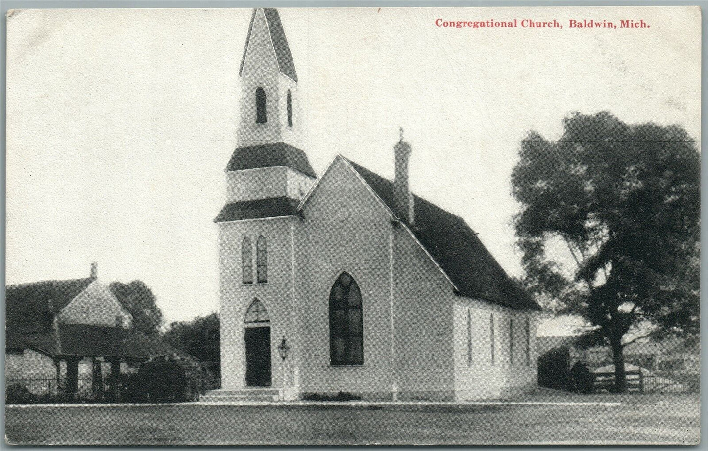 BALDWIN MI CONGREGATIONAL CHURCH ANTIQUE POSTCARD