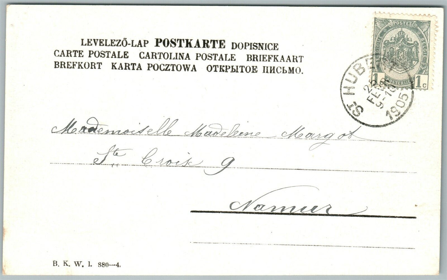 MULTIPLE BABIES in EVERHLADES UNDIVIDED 1905 ANTIQUE POSTCARD w/ BELGIAN STAMP