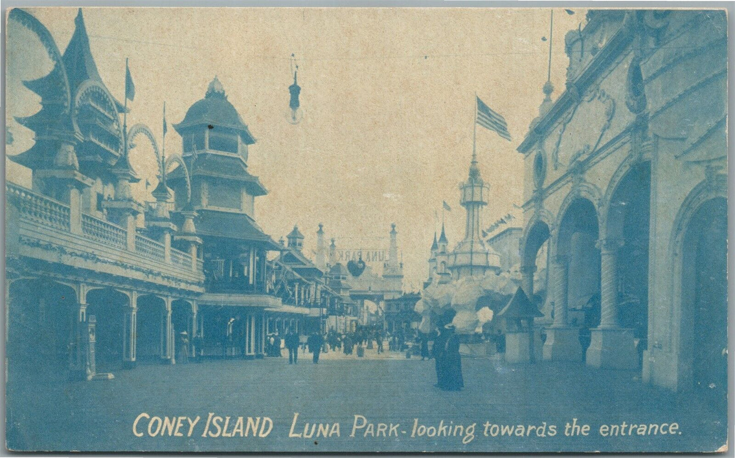 BROOKLYN NY CONEY ISLAND LUNA PARK toward the entrance ANTIQUE POSTCARD