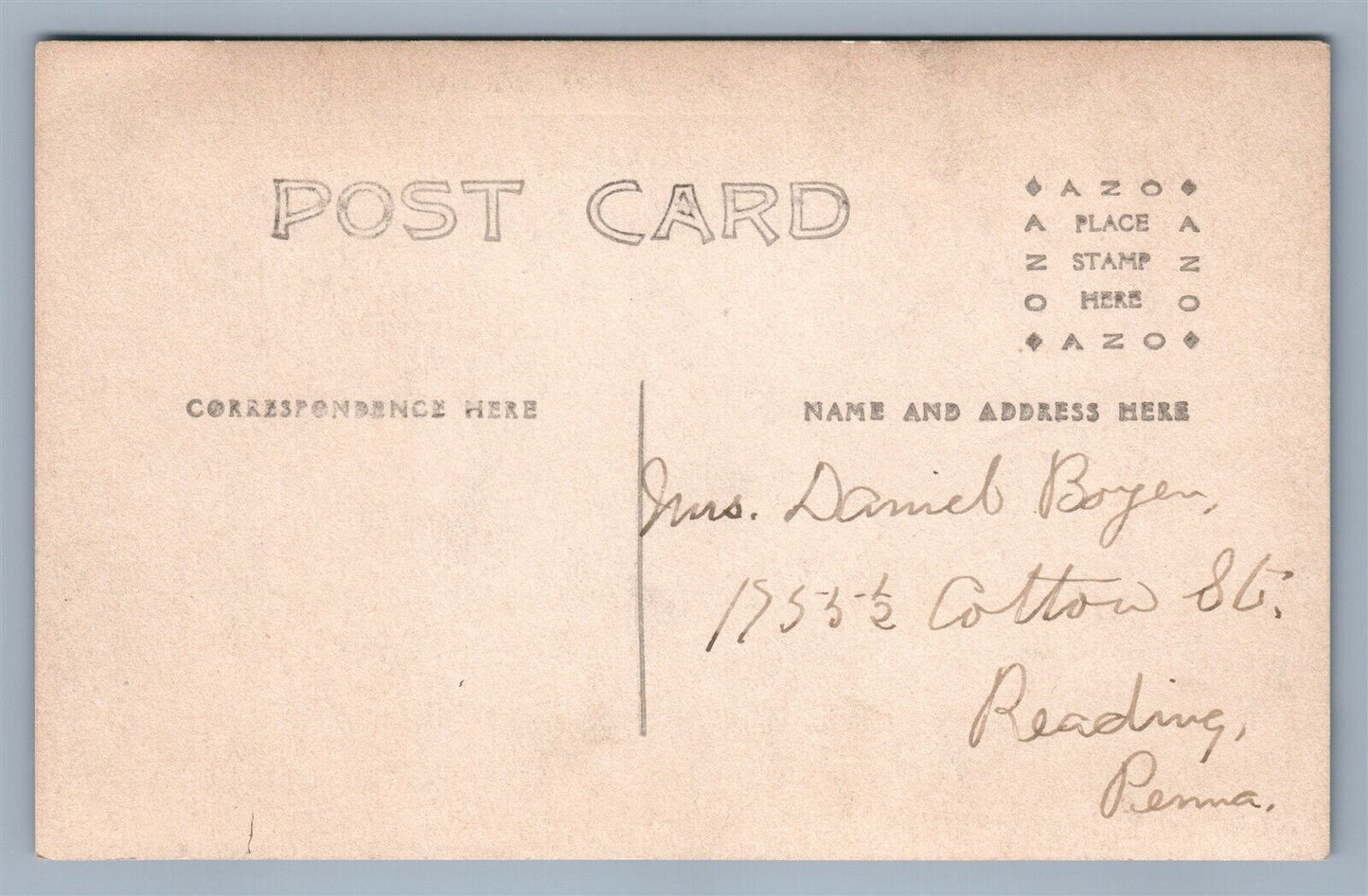 BOYERTOWN PA SOUTH READING AVENUE TROLLEY ANTIQUE REAL PHOTO POSTCARD RPPC