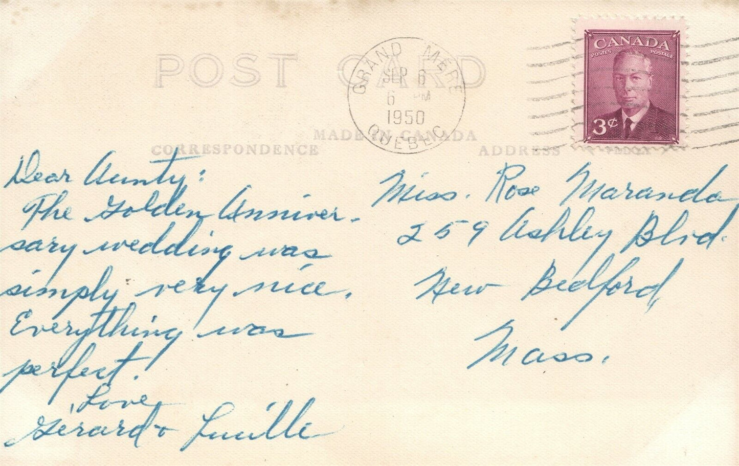 EGLISE GRAND MERE CANADA BLACK ISLAND 1950 VINTAGE REAL PHOTO POSTCARD RPPC