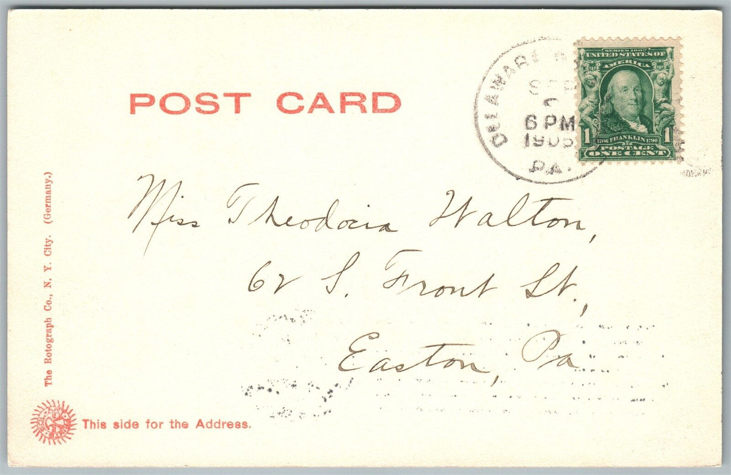 DELAWARE WATER GAP PA VILLAGE UNDIVIDED 1905 ANTIQUE POSTCARD