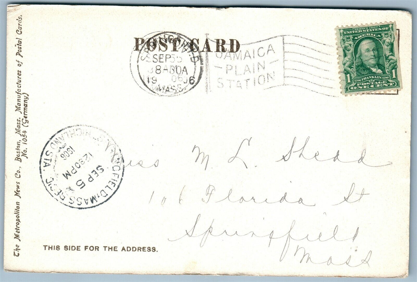 ROSLINDALE MA UNITARIAN CHURCH ANTIQUE POSTCARD