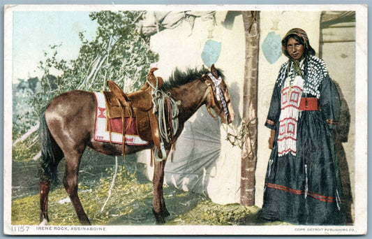 IRENE ROCK ASSINBOINE INDIAN ANTIQUE POSTCARD