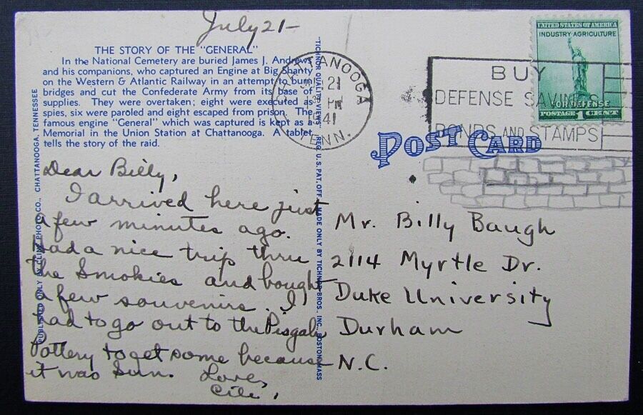 VINTAGE POSTCARD UNION DEPOT CHATTANOOGA TN THE GENERAL train railway railroad