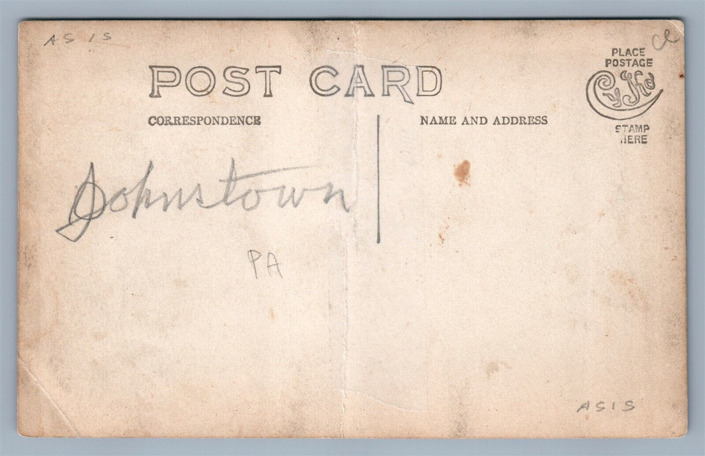 JOHNSTOWN PA ANTIQUE REAL PHOTO POSTCARD RPPC