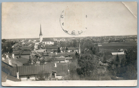 ESTONIA RAKVERE BIRD'S EYE VIEW ANTIQUE 1924 REAL PHOTO POSTCARD RPPC