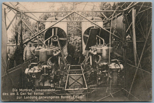 GERMAN WWI FELDPOSTKARTE ANTIQUE POSTCARD LANDUNG GEZWUNGENEN BALLON EISASS